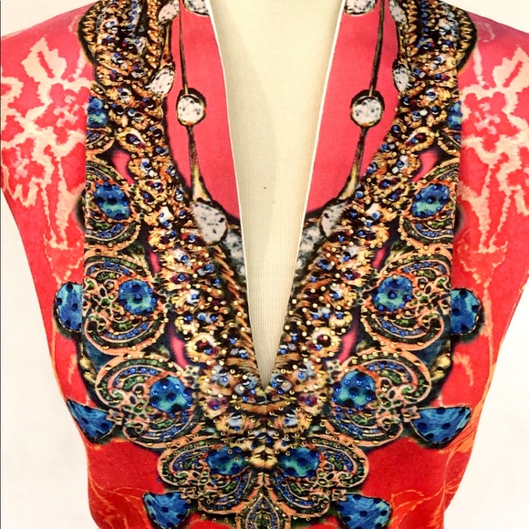 Venus Bright Pattern Embellished Scuba Knit Dress - Picture 4 of 8